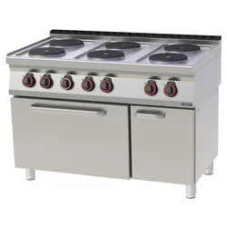 Elektroherd 6 Kochstellen mit belüftetem Elektrobackofen GN 1/1 120 - Linie 700 C7FOE6FFV120 Casselin
