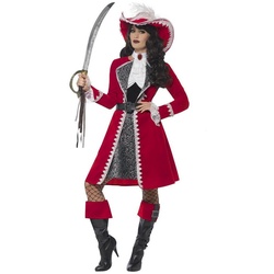 Smiffys Kostüm Hook Piratin, Da ist kein Haken bei: feiner Zwirn für weibliche Piraten rot L