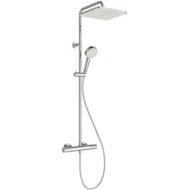 Ideal Standard Ceratherm T25 N Aufputz-Duschsystem mit Brausethermostat, 2 Funktion-Handbrause, Kopfbrause eckig, chrom