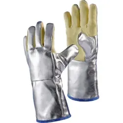 Jutec  Hitzehandschuhe, L.38cm, Aramid/Preox-Aramid-Alu 5 Finger / Kat.III max.1000°