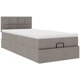 vidaXL Ottoman-Bett mit Matratze Taupe 100x200 cm Stoff