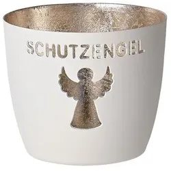Madras Windlicht M Schutzengel weiß/gold