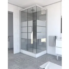 Marwell Komplettdusche Eckdusche 80 x 110 cm rechts 215 cm silber transparent