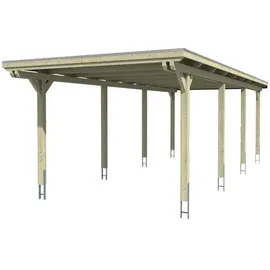 SKANHOLZ Carport Emsland 3,54 x 8,46 m unbehandelt mit EPDM-Dach und Regenrinne