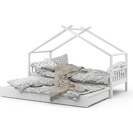 VitaliSpa Hausbett Design 90 x 200 cm Kiefer massiv weiß