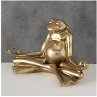 Boltze Skulptur Morty Kunstharz Höhe 20 cm Gold, Tischdeko, Geschenk, Yoga Yogafrsoch Frosch