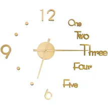vidaXL 3D-Wanduhr 100 cm Modernes Design gold