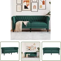 The Living Store - Chesterfield-Sofa 2-Sitzer Dunkelgrün Stoff - Chesterfield Sofa - Couch - Ledercouch - Samtkouch - Sessel