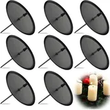Abnaok 8 Stück Kerzenhalter Adventskranz, 8cm Kerzenständer Stumpenkerzen aus Metall Adventskerzenhalter mit Dorn, Kerzenhalter für Adventskranz (Schwarz)