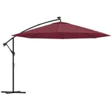 vidaXL Ampelschirm mit LED-Leuchten Bordeauxrot 350 cm