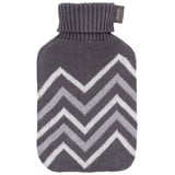 Fashy Wärmflasche mit Strickbezug Rollkragen 2L Zackenmuster Grau