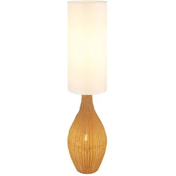Stehlampe Stehleuchte Wohnzimmerlampe Boho Rattan Optik Textil weiß H 125 cm