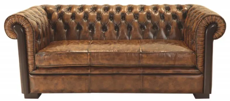 Dreisitzer-Sofa Chesterfield Tiffy aus echtem Rindsleder Whisky