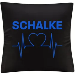 multifanshop Kissenbezug - Schalke - Herzschlag - Druck blau - Kissen