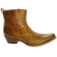 Sendra Boots 11783 Mimo Braun Mens Stiefellette Cowboy Western Kurze Stiefel Spitzen Zehe Schräge Absatz Reißverschluss Handgemacht Echt Leder Größe 42 - 42 EU