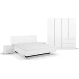 inosign by rauch Schlafzimmer-Set INOSIGN BY RAUCH "Komplettschlafzimmer Schlafzimmer Challenger (Set 4-teilig)", weiß (alpinweiß), Schrankbreite/-höhe 181/197cm + ohne Matratze, B/H: 180cm x 200cm, Holzwerkstoff, Schlafzimmermöbel-Sets, Schrank 2 Breiten, Bett 3 Breiten,