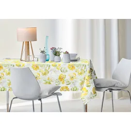 APELT Mitteldecke APELT "6405 SPRINGTIME, Frühjahrsdeko, Frühling" Gr. 1, gelb (weiß, gelb, natur), B:88cm L:88cm, Baumwolle, Polyester, Tischdecken, Mitteldecke, Digitaldruck