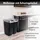 2friends 2er Set Mülleimer 50 Liter Abfalleimer mit Schwingdeckel Kunststoff schwarz/Silber - Schwarz/Silber