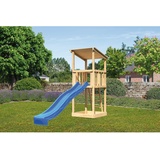 KARIBU Spielturm Pultdach Set Rutsche Blau