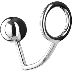 Metall-Penisring mit Analdildo, L, 5 cm, silber