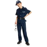 Kostümplanet Polizei-Kostüm Kinder Kostüm Polizist Uniform + Polizei Cap und Handschellen (Lieferumfang Deluxe, 116)