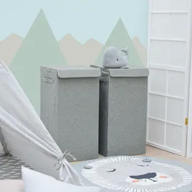 Dune Design 2er Set 50L Wäschekorb mit Deckel 30x30x60 - XXL Wäschesammler Wäschebox Faltbar