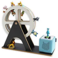 Holzura Kinderregal Tonie Regal Riesenrad mit magnetischem Rahmen für Toniefiguren grau