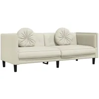 vidaXL Sofa mit Kissen 3-Sitzer Creme Samt