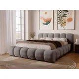 GRAINGOLD Doria 140x200, - Bett 140x200, Polsterbett mit Bettkasten, und Lattenrost- Grau (Komodo 7384) - Grau