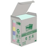 Post-it Haftnotiz, Recycling Notes, Assortierte Farben, Packung mit 6 Blöcken, 100 Blatt pro Block, 38 mm