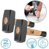 STAHLWERK Fäustel 2er Set 1000g Plattenhammer aus Carbon-Stahl Vorschlaghammer