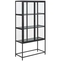 Actona Vitrine, schwarz Holzwerkstoff, 3 Fächer, 77x150x35 cm Esszimmer,