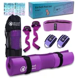 J Bryant Langhantel-Pad-Set für Kniebeugen Bankdrücken Workout, inklusive dick gepolstertem Hüft-Thrusts-Pad mit Tragetasche, Gewichthebergurten, Hüftwiderstandsband und 2 Knöchelriemen für