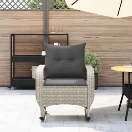 vidaXL Garten-Schaukelstuhl mit Kissen Hellgrau Poly Rattan