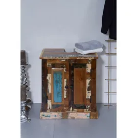 MASSIVMOEBEL24.DE Massivmoebel24 | Waschbeckenunterschrank Altholz 60x43x66 mehrfarbig lackiert NATURE OF SPIRIT BAD #101