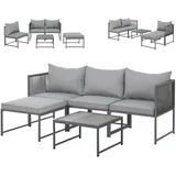 Svita Detroit Gartenmöbel Set Polyrattan Lounge Modular grau