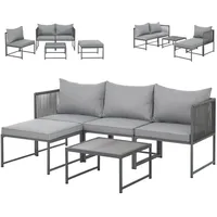 Svita Detroit Gartenmöbel Set Polyrattan Lounge Modular grau