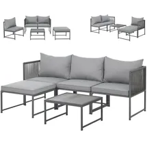 Svita Detroit Gartenmöbel Set Polyrattan Lounge Modular grau