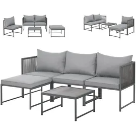 Svita Detroit Gartenmöbel Set Polyrattan Lounge Modular grau