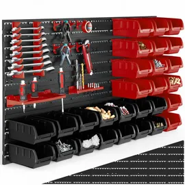 Tectake Kleinteilemagazin Kunststoff 17 cm x 54 cm x 96 cm schwarz