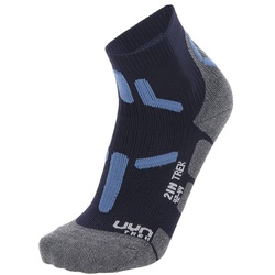 UYN Herren Trekking Quarter Socken - 2IN Low Cut Socks, Socken, Polyamid, Logo Blau/Grau 39-41