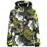 CMP Kid Jacket Snaps Hood Olive-Yellow fluo