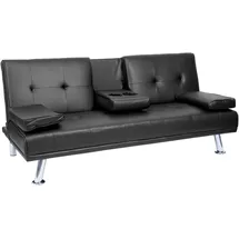 Mendler Schlafcouch Kunstleder 3-Sitzer Schwarz