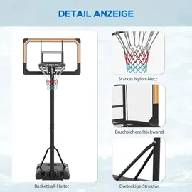 sportnow Basketballkorb Outdoor mit Ständer, 182-213 cm höhenverstellbar Basketballständer mit Rollen, Standfuß mit Wasser Sand, Basketballanlage für Jugendliche, Erwachsene, in Hinterhöfen, Gärten