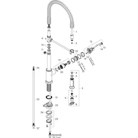 Axor Montreux Semi-Pro 210 Niederdruck edelstahl finish 16582800