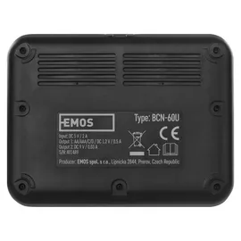 EMOS Akku-Ladegerät NiMH, NiCd für 6 Akkus, Schnell-Ladegerät 500 mA, für 1-6x AAA, AA, C, D, 9 V aufladbare Batterien, inkl. USB-C Kabel, Akkuschutz, Sicherheitsfunktionen