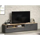 trendteam Esteban Lowboard 160 cm Anthrazit/Eiche Holz