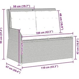 vidaXL Gartenbank 1-tlg mit Kissen 110 x 60 x 75 cm Beige