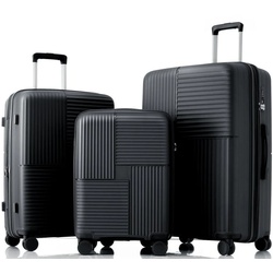 Ulife Trolleyset Modern Handgepäck PP-Material, TSA Zollschloss, 4 Rollen, (3 tlg) schwarz