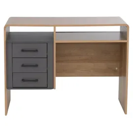 MCW Schreibtisch MCW-P43, Bürotisch Computertisch, 3 Schubladen MDF 75x100x40cm ~ Rivera-Eiche-Optik, dunkelgrau